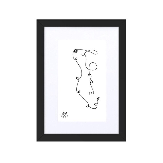 Framed poster (30x21 cm) with reproduction of the original drawing "Lady 3"