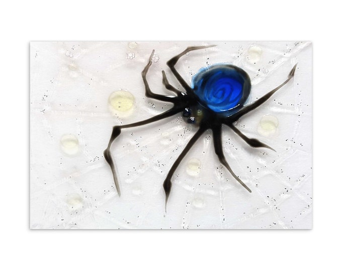 Painting Postcard Spider Mother - The Blue Spider Postcards - Art Gift Ideas - Gloomy Postcards - Dark Art Print - Spiders