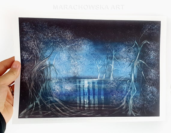 Wasserbäume Poster (21x30 cm) Druck des Originalgemäldes
