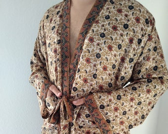 Unisex robes,silk blend robe,mens robes, loungewear,resort wear,Maternity robe,boho robe,gifts for him,gifts for her, Christmas gift,
