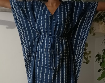 Indigo kaftan,Bio kaftan,Resort Wear,,Geschenk,