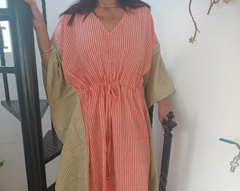 Candy pop kaftan, kaftan en coton, cadeaux pour elle, vêtements de villégiature, vêtements de détente, vêtements de nuit, cadeaux pour elle, robe en coton, robe taille plus, robe boho,