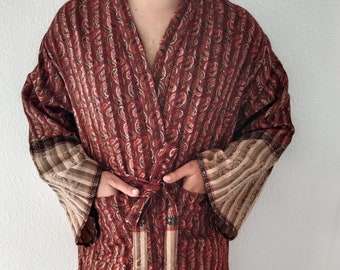 Vestaglia unisex in lana, vestaglia in lana da uomo, vestaglia invernale, regalo di Natale, regali per lei, regali per lui, kimono in lana, abbigliamento da casa in lana,