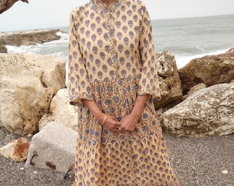 Baumwollkleid,Resortabnutzung,gestuftes Kleid,Frühlingskleid,Geschenke für sie,Boho-Kleid,
