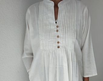 Sheer white pintuck cotton dress,gifts for her,resort wear,loungewear,mother's day gift,beachwear,swim cover up,cotton dress,boho dress