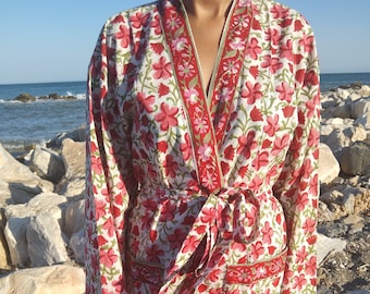 Cotton robe,kimono,loungewear,resort wear,dressing robe, bridesmaids robes,swim cover up,beachwear,mom postpartum gift,mothers day gift,boho