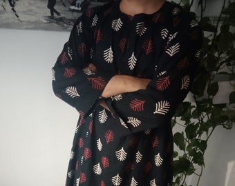 Mens cotton kaftan,mens caftan,gifts for him,loungewear,resort wear,beachwear,summer dress,Men's boho dress,