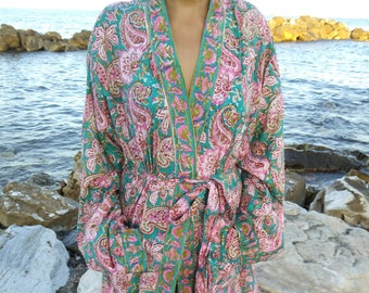 Plus Unisex Cotton robe,gifts for him,gifts for her, loungewear,resort wear,plus size robe,boho robe,cotton kimono,