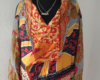 Reversible cotton jacket,cotton duster,spring jacket, repurposed jacket, sustainable jacket,gifts for her, upcycled jacket