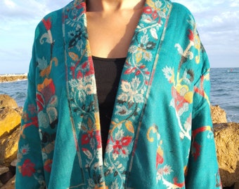 Wool kimono,wool jacket,boho jacket,gifts for her, Christmas gift,mom postpartum gift,wool cover up