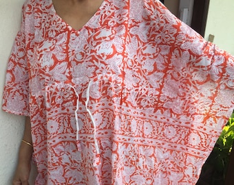 Handmade cotton kaftan,Short Kaftan,Cotton Kaftan,Resort wear,Beach wear,Swim cover up,Gifts for her,Boho dress