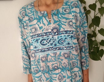 Cotton tunic,resort wear,gifts for her,boho tunic,block print tunic,summer tunic,beach wear,swim cover up,