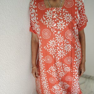 Orange A line kaftan, loungewear,resort wear,boho dress,gifts for her,cotton dress