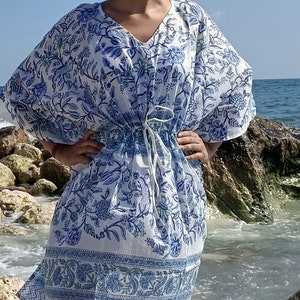 Cotton kaftan,Caftan,block print kaftan,resort wear,beach wear,swim cover up,plus size.dress,