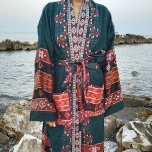 Unisex Yak wool robe,resort wear,loungewear,gifts for her,gifts for him,wool robe,Christmas gift,winter dressing robe,boho robe