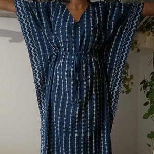 Indigo kaftan,Organic kaftan,resort wear,Loungewear,Sleepwear,gifts for her,