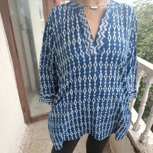 Baumwolle Tunika,Bio Tunika,Geschenke für sie,Kurti,Baumwolltop,Strand vertuschen,Resort tragen,Geschenke für sie Bild 2