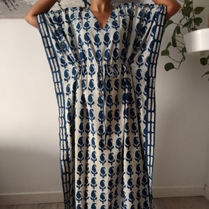 Indigo kaftan,cotton kaftan,resort wear,loungewear,beach wear,plus size dress,boho dress,maxi dress,gifts for her,