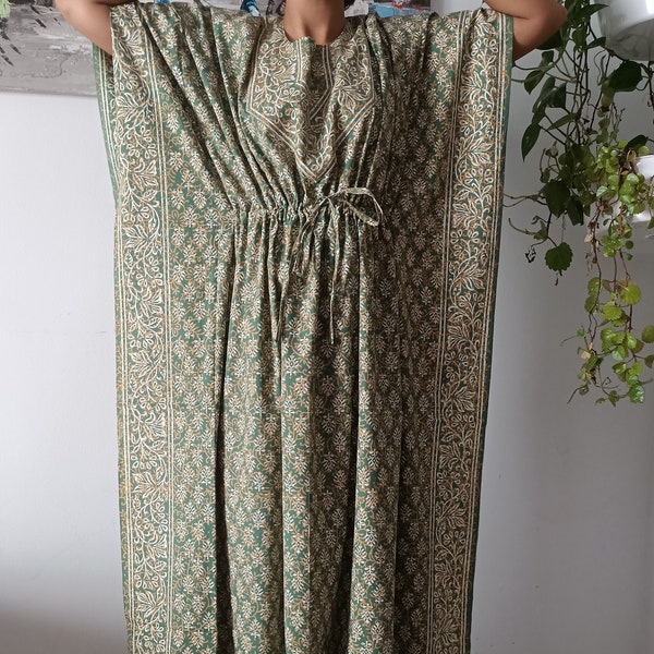 Block Print Kaftan,Baumwollkaftan,Resort Wear,Sleepwear,lounge tragen,Geschenk für sie,Baumwollkleid,Boho Kleid,plus size Kleid