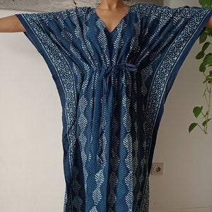 Indigo kaftan,caftan,organic kaftan,beach wear,resort wear,loungewear,sleepwear,cotton dress,boho dress