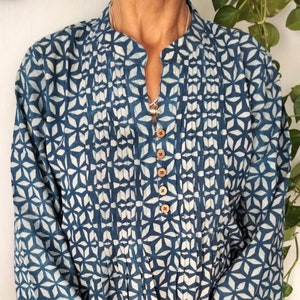 Cotton tunic,pintuck tunic,resort wear,summer dress,beachwear,swim cover up,indigo tunic,organic tunic,gifts for her,mothers day gift,boho image 1