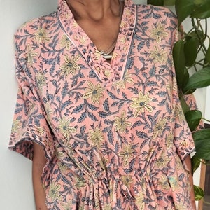 Baumwoll-Kaftan,Kaftan, Loungewear, Urlaubskleidung, Boho Kleid, Morgenmantel, Umstandskleid, Badejacke, Übergrößenkleid, Boho Kimono