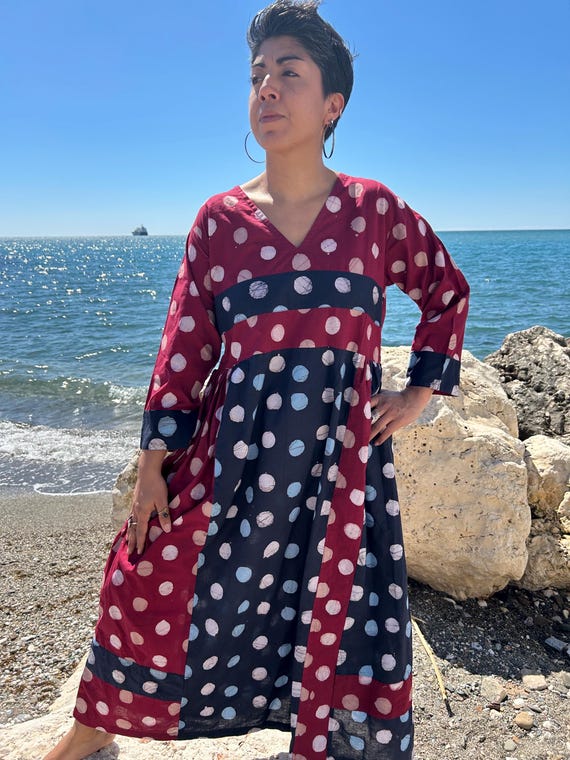 Organic indigo dress,summer boho dress,gifts for her,resort wear,mom  postpartum gift,mother's day gift, maternity dress,boho dress