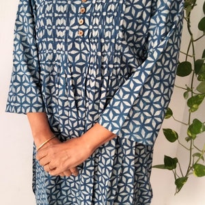 Cotton tunic,pintuck tunic,resort wear,summer dress,beachwear,swim cover up,indigo tunic,organic tunic,gifts for her,mothers day gift,boho image 2