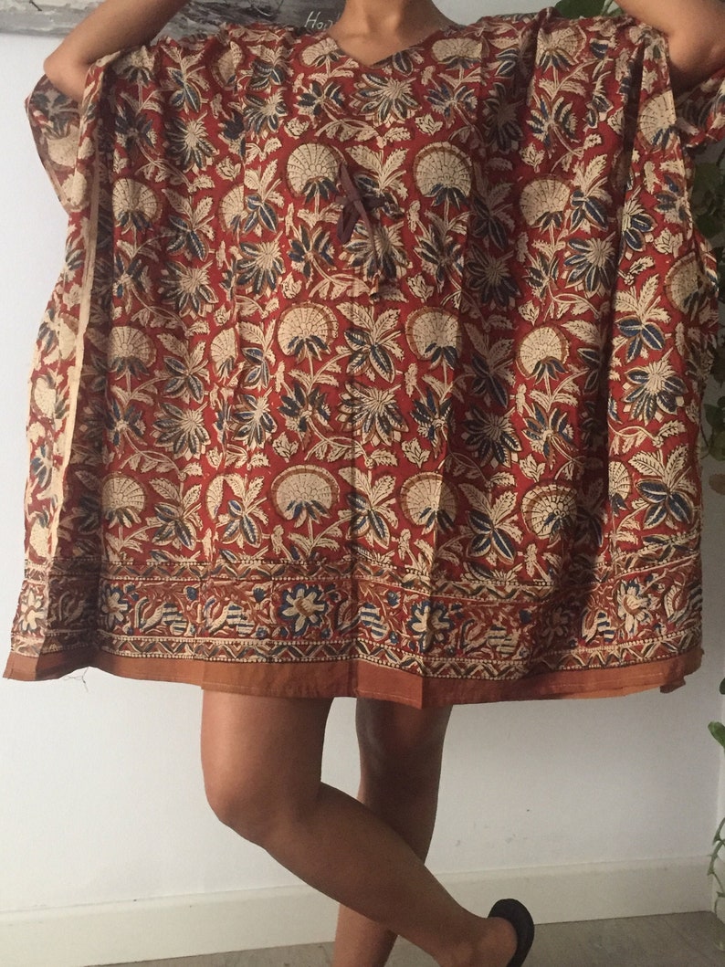 Handmade kaftan,Short kaftan,Resort wear,Swim cover up,Gifts for her,Boho dress,One size dress,block print kaftan