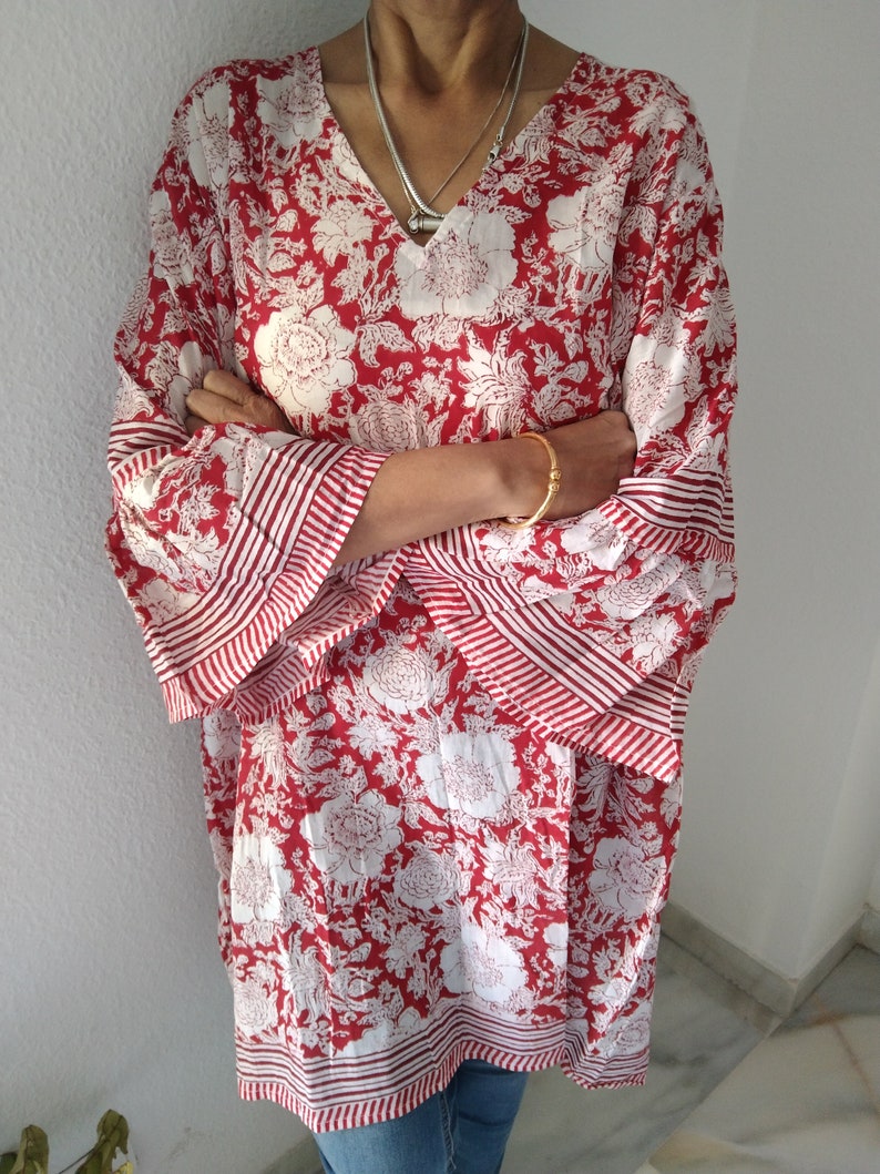 Tunique en coton, tunique, tenue de villégiature, robe d'été, cadeaux pour elle, robe bohème image 6