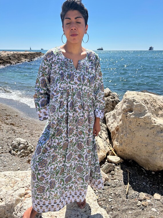 Cotton Blockprint dress,gifts for her,resort wear,mom Postpartum gift,mother's day gift,pleated dress,pintuck dress,summer dress,boho dress Cotton Blockprint dress,gifts for her,resort wear,mom Postpartum gift,mother's day gift,pleated dress,pintuck dress,summer dress,boho dress
