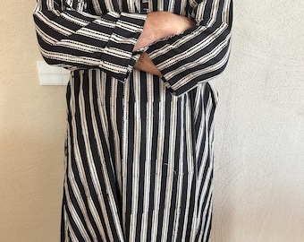 Caftán de algodón negro para hombre, caftán, bata bohemia, caftán para hombre, ropa de estar por casa, ropa de resort, ropa de playa, bata de verano, regalo del día del padre