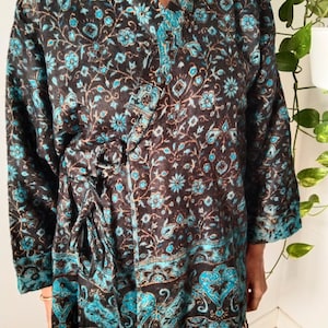 Wool wrap around robe,wool tunic,wool cover up,wool jackets,gifts for her, Christmas gift,boho jacket