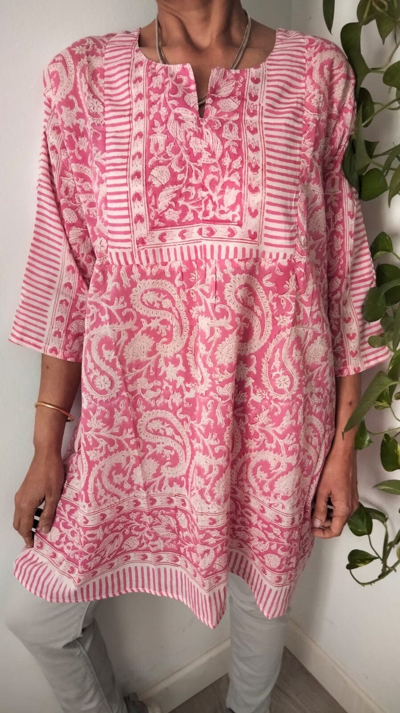 Baumwolltunika,Resort-Kleidung,Strandkleidung,Badekleid,Blockprint-Tunika,Geschenke für sie,Sommerkleid,Boho-Tunika,Baumwoll-Tunika, Bild 1