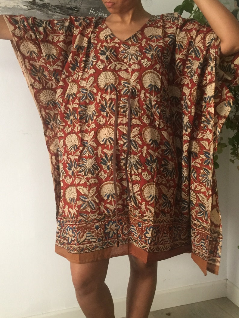 Handmade kaftan,Short kaftan,Resort wear,Swim cover up,Gifts for her,Boho dress,One size dress,block print kaftan