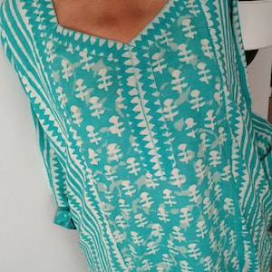 Turquoise cotton kaftan,caftan,resort wear,loungewear,sleepwear,cotton dress,boho dress