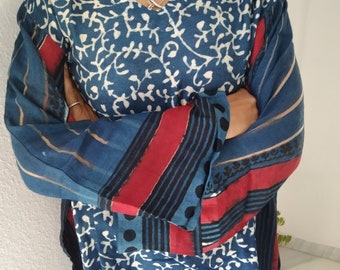 Indigo light wool tunic,gifts for her,boho wool top,wool tunic