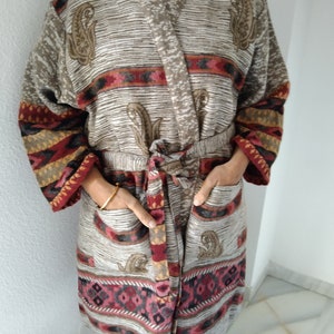 Unisex Wollrobe, Loungewear, Wollkimono, Wintervertuschung, Frühlingsjacke, Boho-Jacke