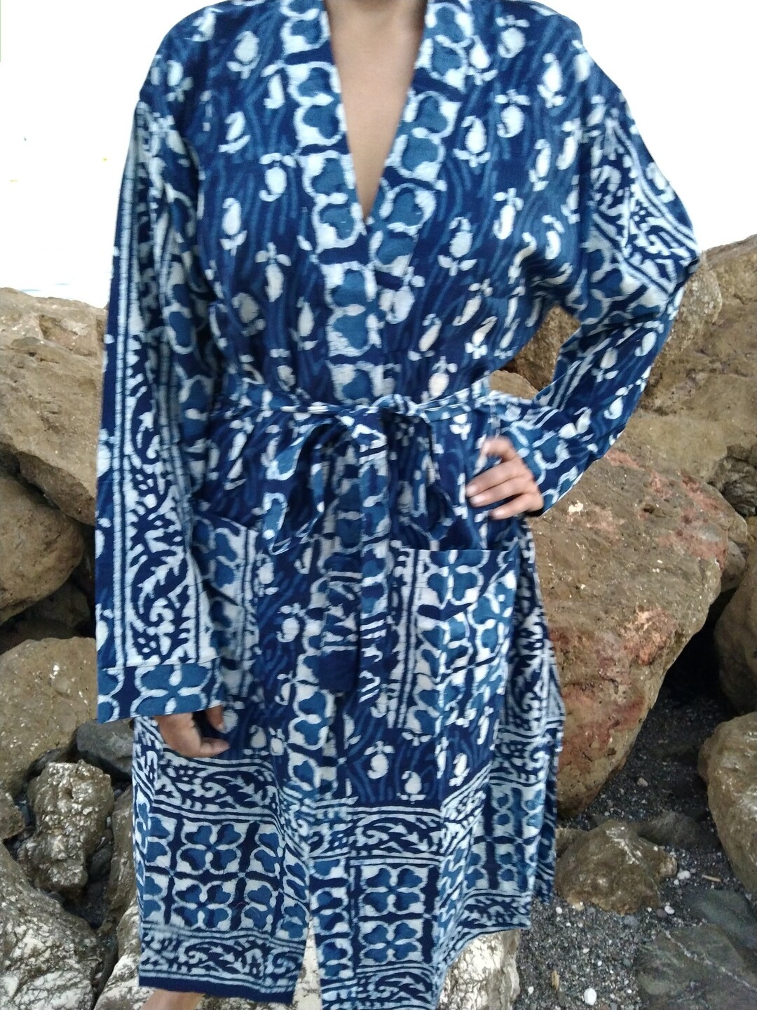 Indigo Robe Indigo Robe,organic Robe,dressing Robe,gifts for Her,kimono,loungewear ...