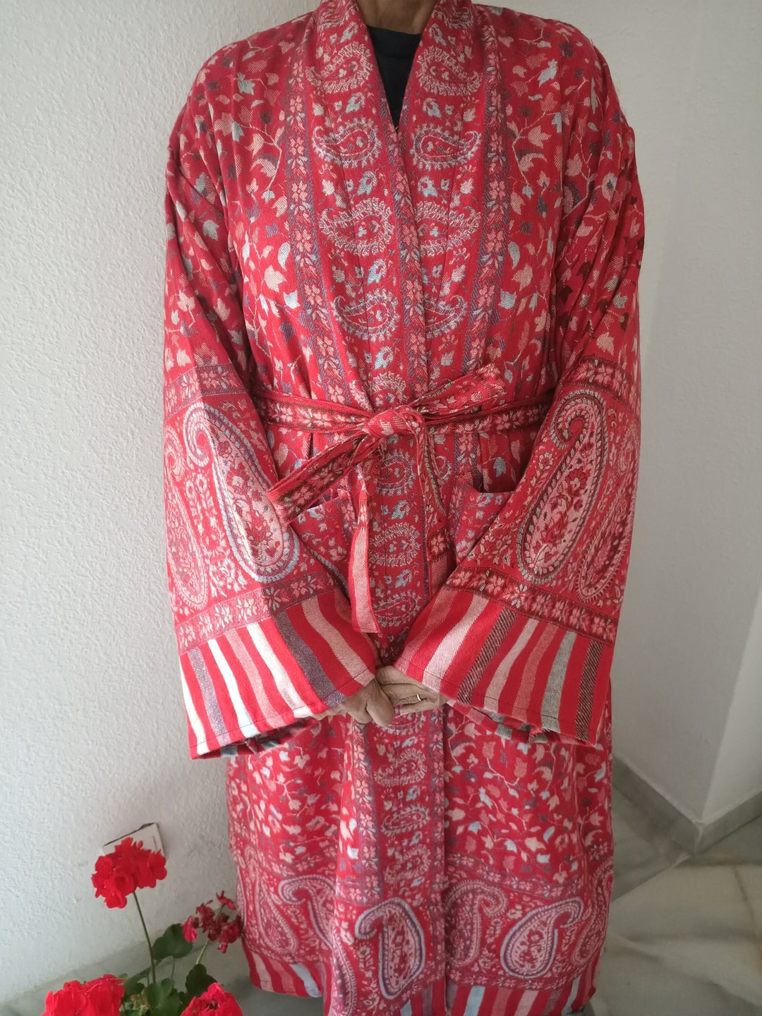 Paisley Yak Wool Robe,resort Wear, Loungewear,gifts for Her,boho Robe