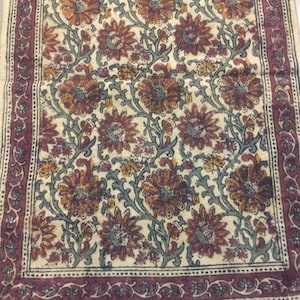 Handmade Rug,Cotton Rug,Block print rug,Runner rug,Bedside rug,Home decor,Housewarming gift,Mother&#39;s Day gift,Boho rug,Kalamkari rug,