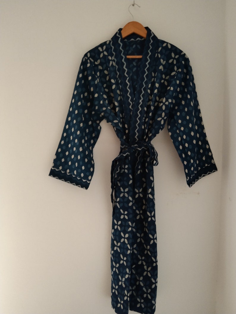 Indigo Robe Indigo Robe,cotton Robe,cotton Kimono,organic Robe,boho Robe,resort ...
