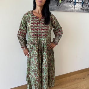 Embroidered cotton kaftan,caftan, resort wear,loungewear,gifts for her,boho dress,a line dress,block print dress,Resort wear,Sunmer dress