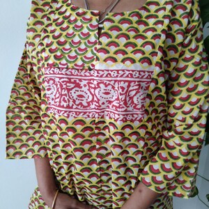 Cotton tunic,resort wear,loungewear,blockprint tunic,beachwear,swim cover up,mothers day gift,mom postpartum gift,boho tunic,gifts for her