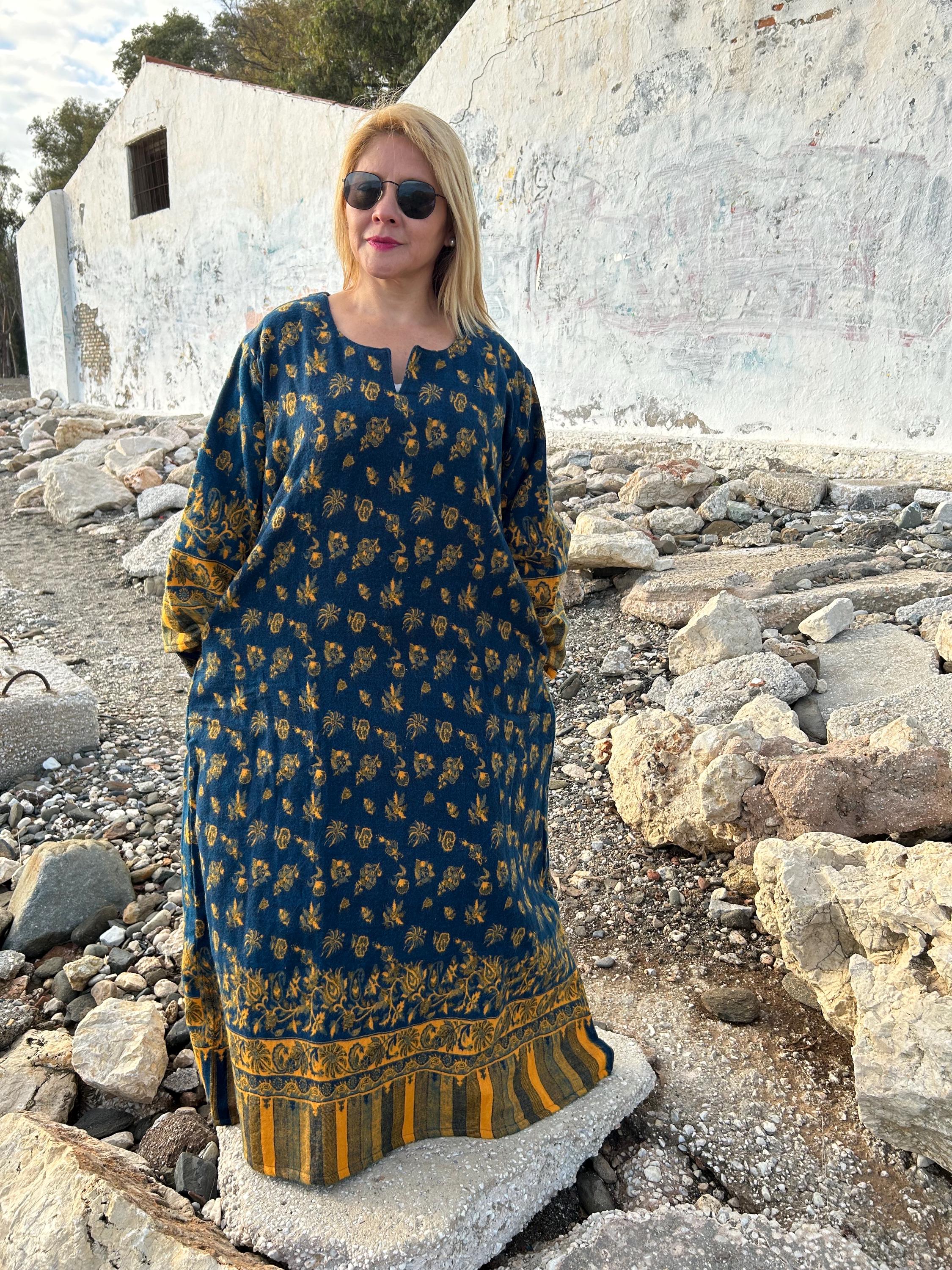 ニットコート argue YAK WOOL BLEND YARN CAFTAN GOWN Yak Wool Kaftan,winter Wool Kaftan,boho Wool Dress,gifts for Her