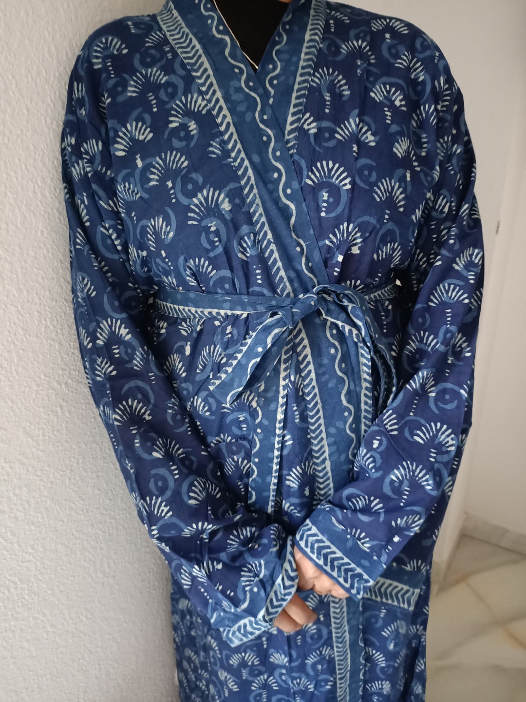 Unisex Indigo Robe,cotton Robe,block Print Robe,cotton Cover Up,gifts ...