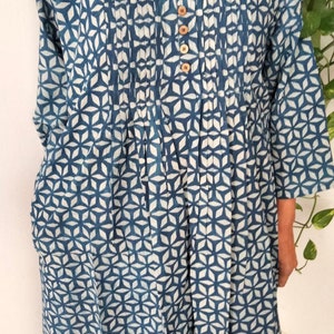 Cotton tunic,pintuck tunic,resort wear,summer dress,beachwear,swim cover up,indigo tunic,organic tunic,gifts for her,mothers day gift,boho image 4