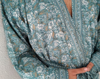 Unisex robe,silk blend robe,men's robes,gifts for her,gifts for him,boho robe,