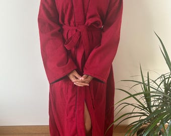 Peignoir en laine de yak, peignoir uni en laine de yak, vêtement d'intérieur d'hiver, kimono bohème