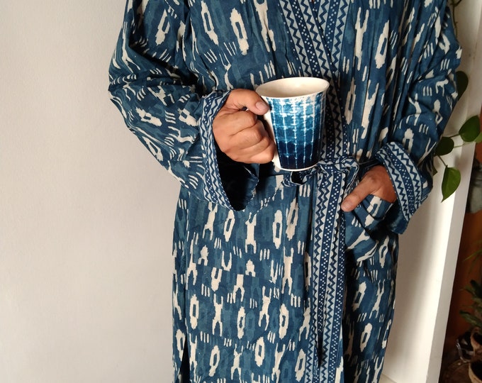 Men's Robes,indigo Robe,gifts for Him,resort Wear,loungewear,boho Robe Etsy